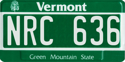 VT license plate NRC636