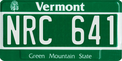 VT license plate NRC641