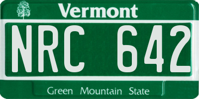 VT license plate NRC642