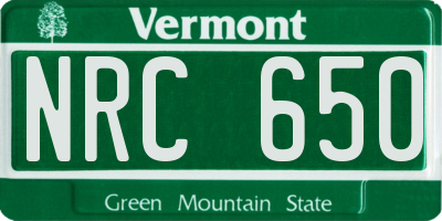 VT license plate NRC650