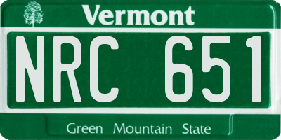 VT license plate NRC651