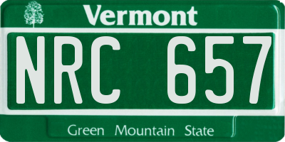 VT license plate NRC657