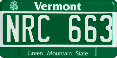 VT license plate NRC663