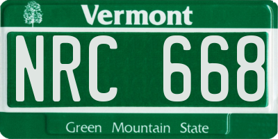 VT license plate NRC668