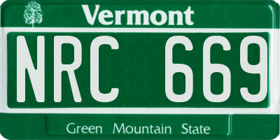 VT license plate NRC669