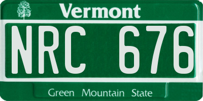 VT license plate NRC676