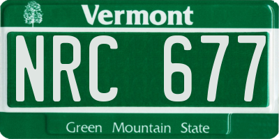 VT license plate NRC677