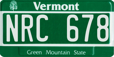 VT license plate NRC678