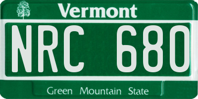 VT license plate NRC680