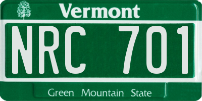 VT license plate NRC701