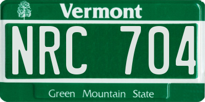 VT license plate NRC704