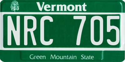VT license plate NRC705