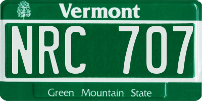 VT license plate NRC707