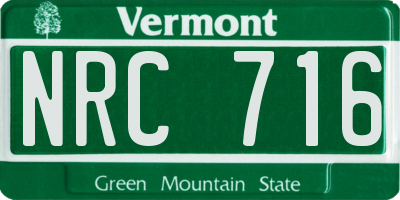 VT license plate NRC716
