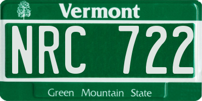 VT license plate NRC722