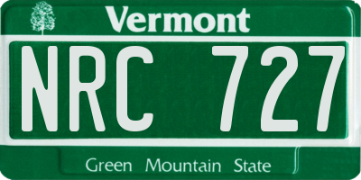 VT license plate NRC727
