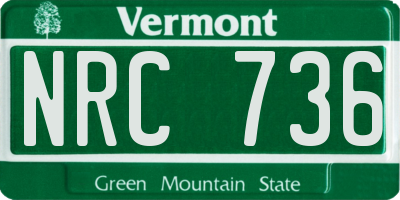 VT license plate NRC736