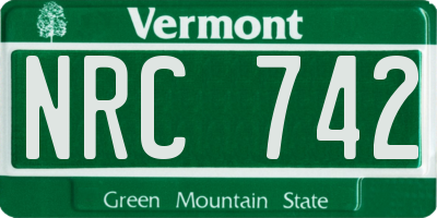VT license plate NRC742