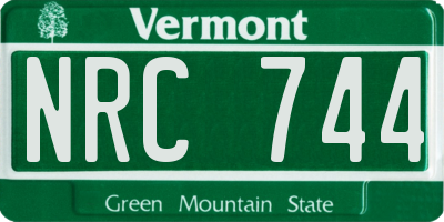VT license plate NRC744