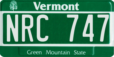 VT license plate NRC747