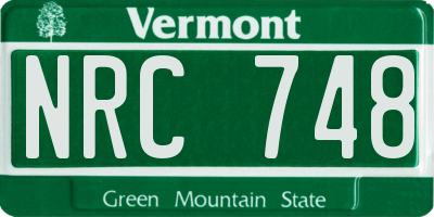 VT license plate NRC748