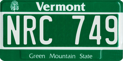 VT license plate NRC749