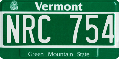 VT license plate NRC754
