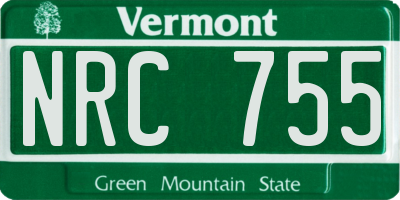VT license plate NRC755