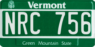 VT license plate NRC756