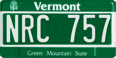 VT license plate NRC757