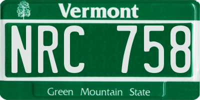 VT license plate NRC758