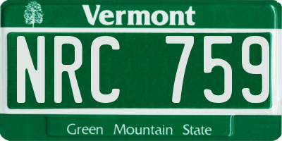 VT license plate NRC759