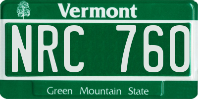 VT license plate NRC760