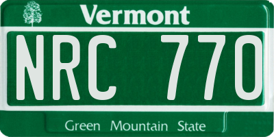VT license plate NRC770