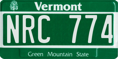 VT license plate NRC774