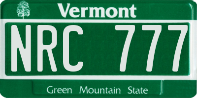 VT license plate NRC777