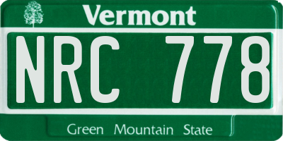 VT license plate NRC778