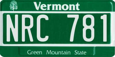 VT license plate NRC781