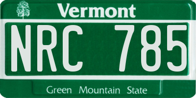 VT license plate NRC785