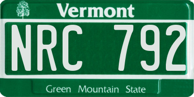 VT license plate NRC792
