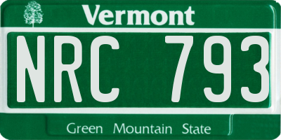 VT license plate NRC793