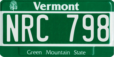 VT license plate NRC798