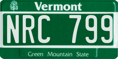 VT license plate NRC799