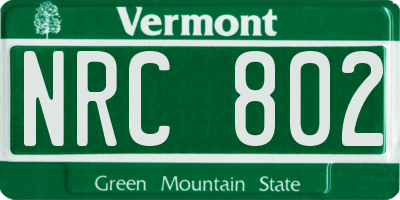 VT license plate NRC802