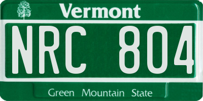 VT license plate NRC804
