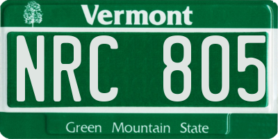 VT license plate NRC805
