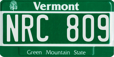 VT license plate NRC809