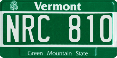VT license plate NRC810