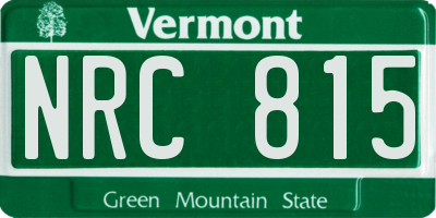 VT license plate NRC815