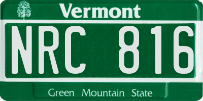 VT license plate NRC816